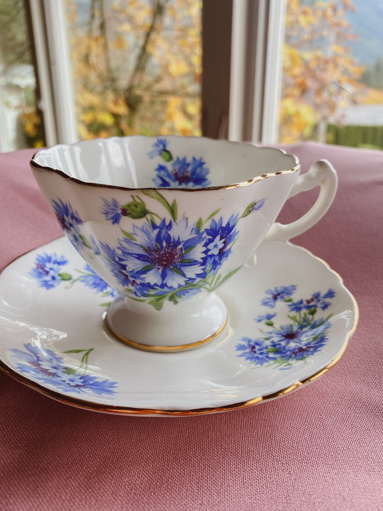 Royal Blue Floral Teacup