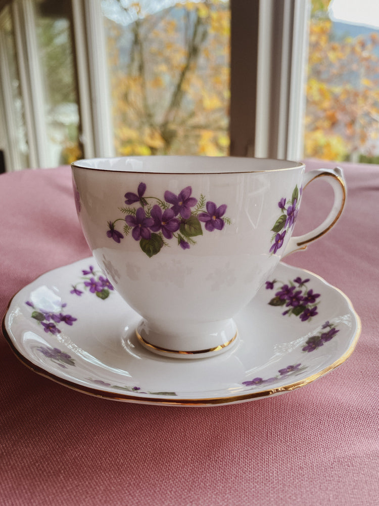 Purple Floral Vintage Teacup