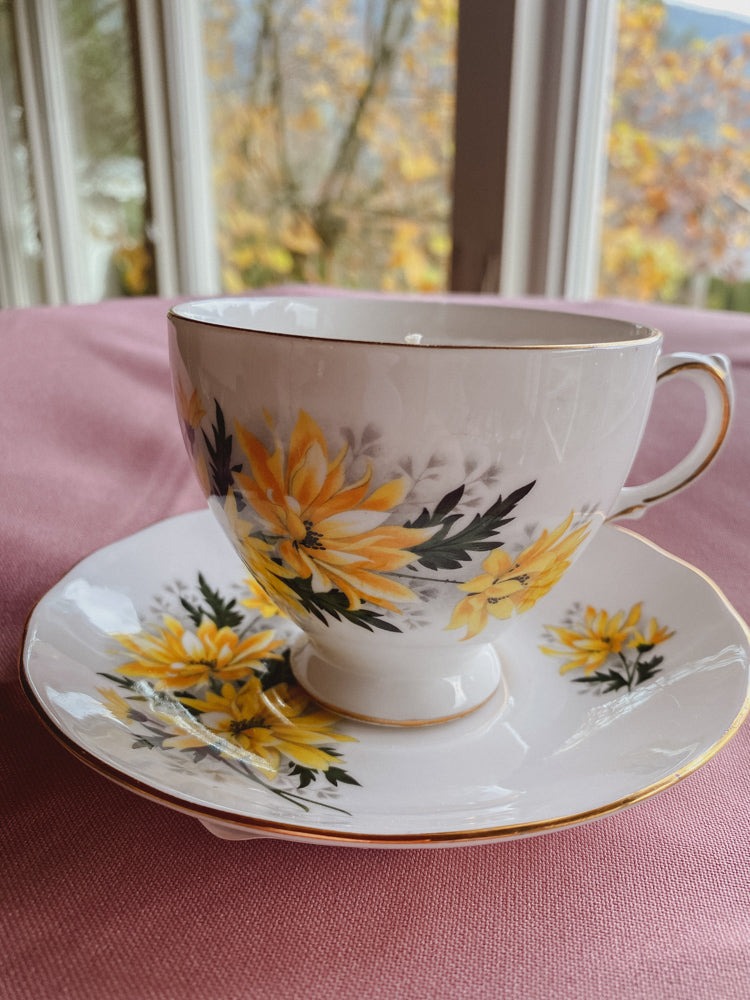 Yellow Floral Vintage Teacup